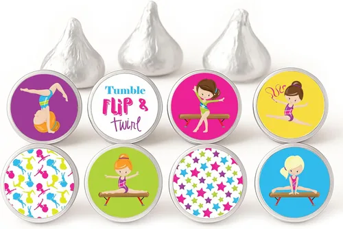 Etiquetas de gimnasia para Hershey's Kiss Chocolates by Adore By Nat - Calcomanías de caramelo para fiesta de cumpleaños y deportes, juego de 240