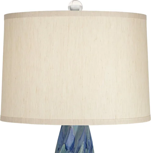 Miniatura 9 de Possini Euro Design Teresa - Lámpara de mesa de estilo moderno de 3 vías con regulador de mesa de 31 pulgadas de alto, color verde azulado, tela