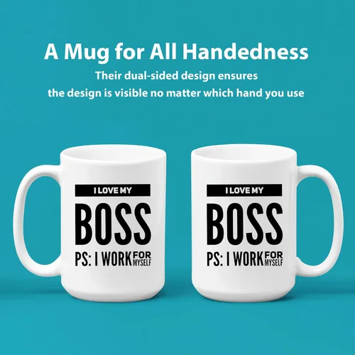 Miniatura 2 de Taza de café con texto en inglés "I Love My Boss PS I Work For Mysel", regalos para jefes, divertida, sarcástica, empresario, compañero de trabajo