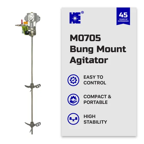 Miniatura 2 de COSMOSTAR Agitador neumático de 55 galones 1/8HP Bung Mount Tanque Mezclador de tambor Mezclador neumático de soporte, soporte de máquina
