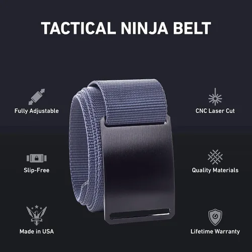 Miniatura 26 de GRIP6 Cinturón táctico – Sin agujero, cinturones de nailon para hombres y mujeres – Fabricado en los Estados Unidos (Ninja)