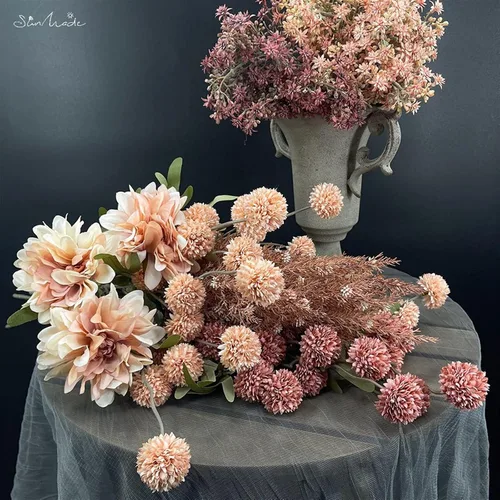 Miniatura 5 de Fake Flowers Dandelion Flower Ball Branch Silk Artificial Flowers Home Wedding Decor Flore Arrangement Accessaries Fake Flores Artificial Flowers