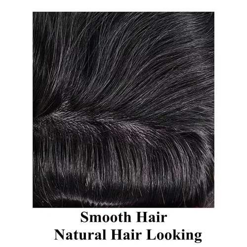 Miniatura 3 de LYRICAL HAIR Toupee para hombres de piel fina inyección de PU unidad de peluca para hombre 1# Jet Real Natural Cabello humano Pieza Sistema