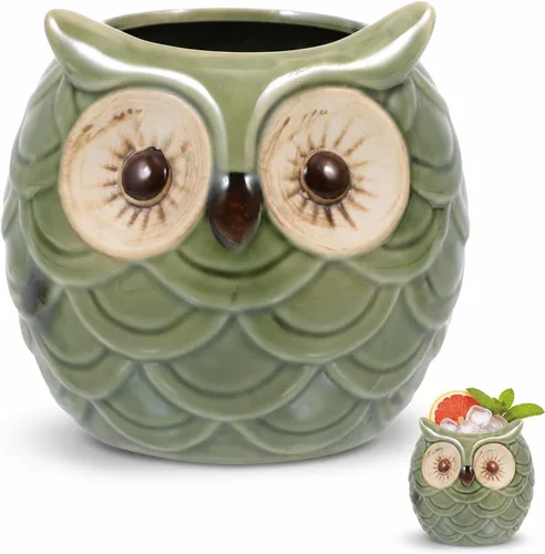 HOMSFOU Vaso de cóctel de búho de 2.91 x 2.75 x 3.81 pulgadas, diseño creativo de búho, taza de vino para decoración de mesa y regalo del hogar
