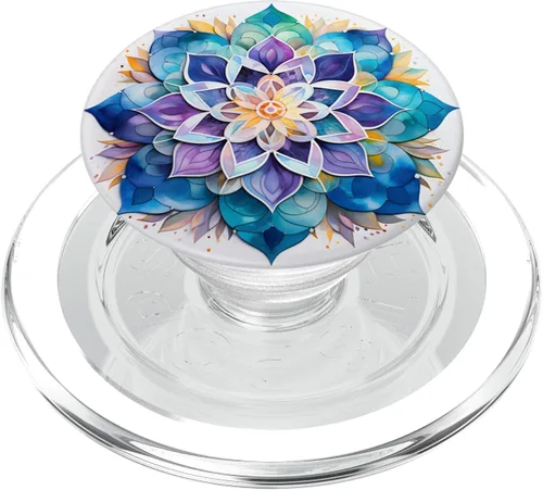 Miniatura 8 de PopSockets Adhesivo PopGrip Colorido Mandala Púrpura Azul Acuarela Diseño PopSockets