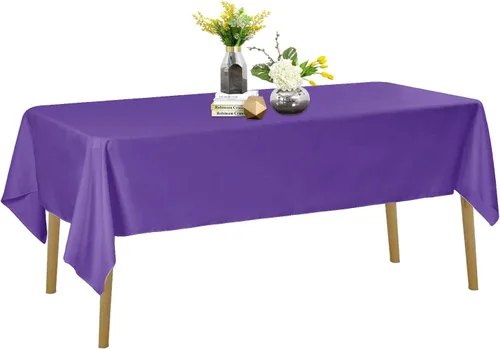 Miniatura 42 de Mantel de poliéster lavable de 90 pulgadas, resistente a las manchas y a las arrugas, mantel decorativo para mesa de comedor, fiestas de bufé y Negro