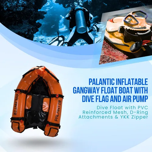 Miniatura 8 de Palantic Barco flotante inflable para pasarela de buceo con bandera de buceo y bomba de aire, naranja