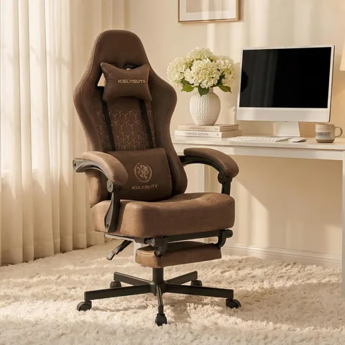 Silla de oficina para oficina en casa, silla de escritorio ergonómica con cojín de resorte de bolsillo, silla de juegos de cuero transpirable con