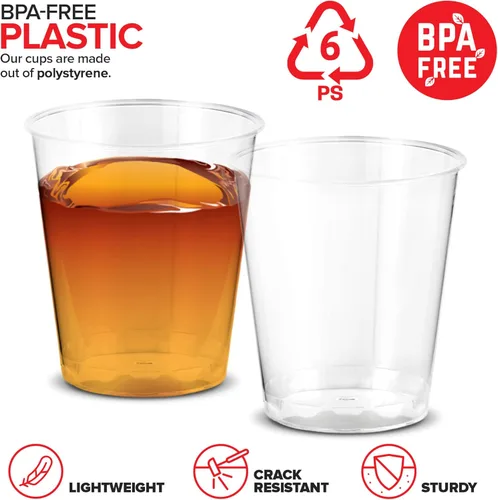 Miniatura 3 de Stock Your Home 250 mini vasos de chupito de plástico (1.5 onzas) vasos desechables transparentes para chupitos de gelatina, degustación de vinos