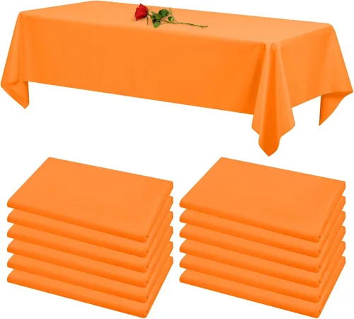 Miniatura 31 de 12 paquetes de manteles blancos, 52 x 52 pulgadas, manteles lavables de poliéster resistentes a manchas y arrugas para mesas cuadradas, mantel