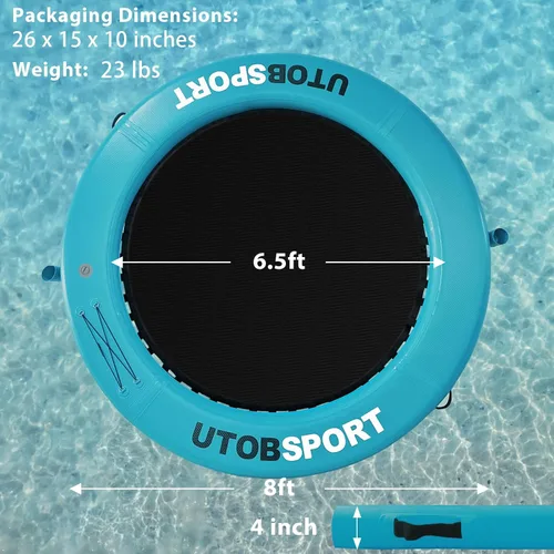 Miniatura 5 de Inflatable Water Hammock Floating Dock 8FT / 10FT Water Floating Island Raft for Lake Boat Pool Ocean Adults Kids, with W/Cupholder & Pump Azul