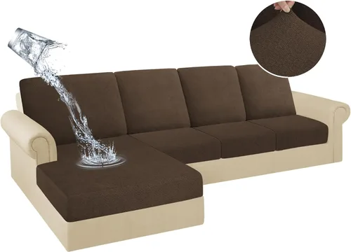 Miniatura 57 de HDCAXKJ Fundas de Cojines para Sofá Seccional 100% Impermeables, 3 Piezas, Forma de L, Funda Seccional Elástica para Chaise, Juego de Fundas