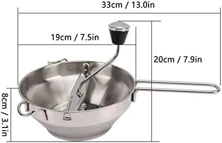 Miniatura 6 de Molino manual de alimentos, molino ergonómico de acero inoxidable, mango de fresado de acero inoxidable, molino de alimentos giratorio para salsa