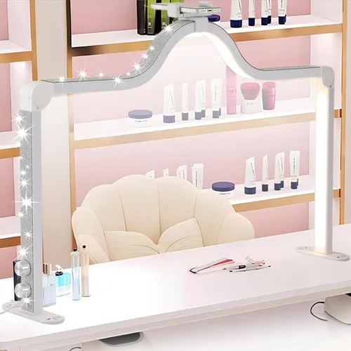 Miniatura 8 de Lámpara de uñas mejorada para escritorio, luz de uñas grande plegable de 34 pulgadas con soporte para teléfono, lámpara de manicura LED de 3 modos