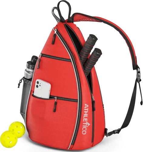 Bolsa de Hombro Athletico - Mochila Cruzada para Pickleball, Tenis, Racketball y Viaje para Hombres y Mujeres Rojo
