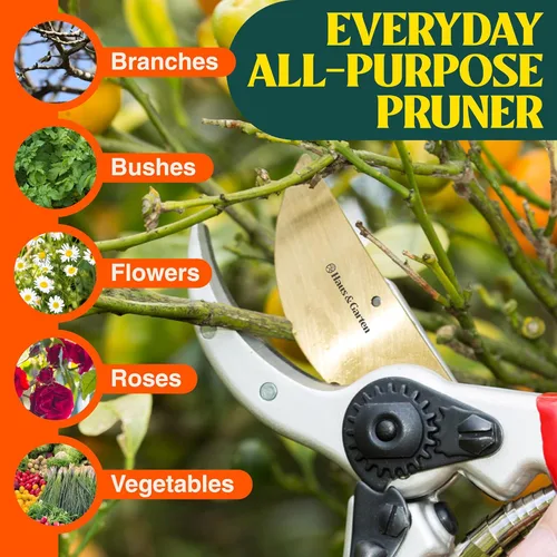 Miniatura 6 de Haus & Garten, tijeras de podar, podador de mano con derivación de titanio, herramienta para jardín y recortes, para uso profesional y doméstico