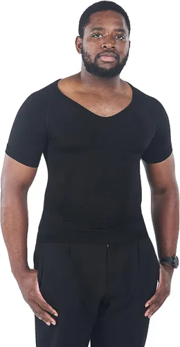 KOCLES Camisas de compresión Gynecomastia para hombres, faja moldeadora adelgazante para cuerpo, camiseta de entrenamiento con cuello en V