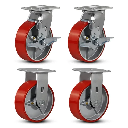 Miniatura 23 de Ruedas industriales de 4 x 2 pulgadas, ruedas resistentes, ruedas de poliuretano, capacidad de hasta 3200 libras. Uso para camión de plataforma