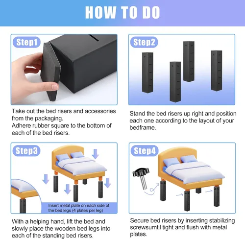Miniatura 3 de MorningRo Paquete de 4 elevadores de cama de metal para dormitorio, 3.15 pulgadas de diámetro, cuadrados de acero al carbono, para muebles, mesa