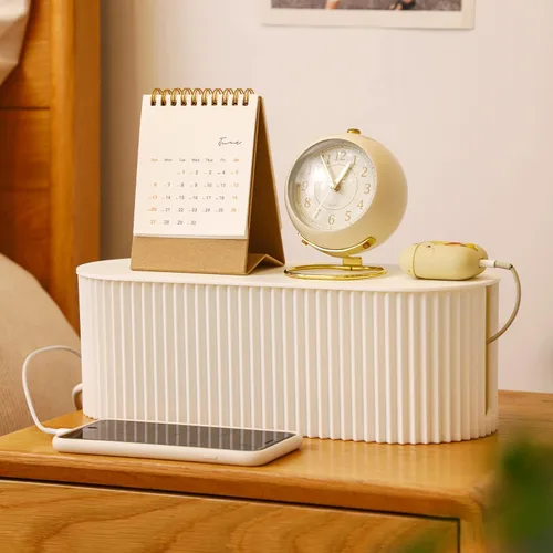 Miniatura 7 de FABROK Paquete de 2 cajas de gestión de cables, caja organizadora de cables con 20 bridas de cable, almacenamiento de tira de alimentación