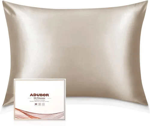 Miniatura 34 de Adubor Funda de almohada 100% de seda, fundas de almohada de seda de morera, 22 fibras de grado Momme 6A, funda de almohada de seda para la salud