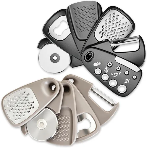 Miniatura 13 de 2 Pack Kitchen Gadgets Set 12 Pieces, Space Saving Cooking Tools Kitchen Accessories-Garlic Grinder, Cheese Grater, Vegetable Peeler, Pizza Cutter