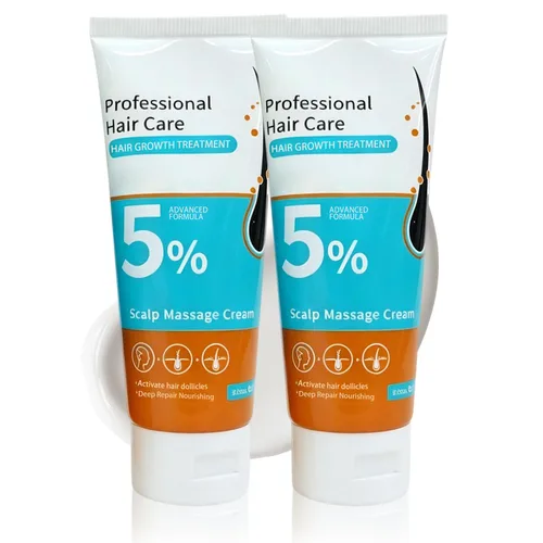 2Pcs 5% Hair Growth Scalp Massage Cream,Anti-Hair Loss with Rosemary Biotin for Men & Women,Fast Regrowth & Strengthens Hair Roots,100g