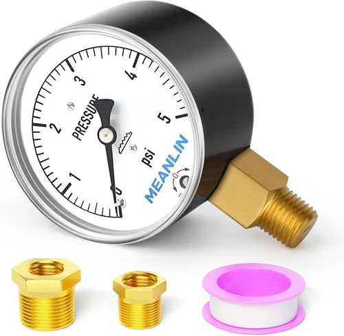 Miniatura 8 de MEANLIN MEASURE Manómetro de baja presión tipo cápsula de diafragma H2O de 0-15 pulgadas NPT de 2-1/3 pulgadas, esfera de cara ajustable, con 1/2