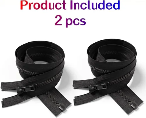 Miniatura 3 de MebuZip 2 cremalleras separadoras #5 de 9 pulgadas de plástico moldeado de resina, cremalleras a granel para coser abrigos, chaquetas y ropa (negro)