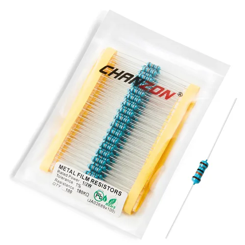Miniatura 34 de Chanzon - 100 resistencias de película metálica 1/2 W (0.5 W) 10 Ω ohmios ±1% de tolerancia 10R MF, resistencias de agujero pasante con limitación