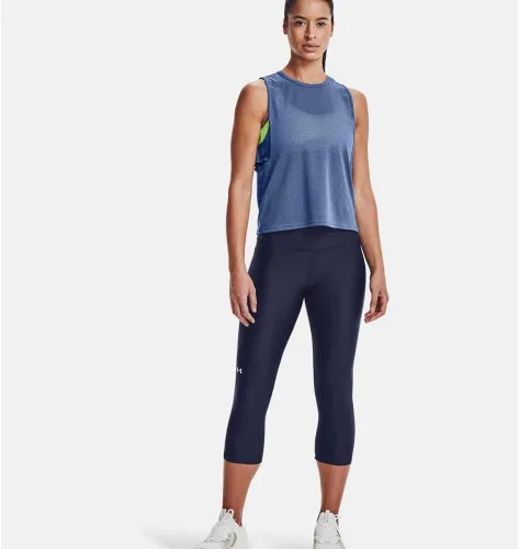 Miniatura 6 de Under Armour - Leggings capri con bolsillos para mujer, de tela HeatGear, de tiro alto y con pretina antideslizante