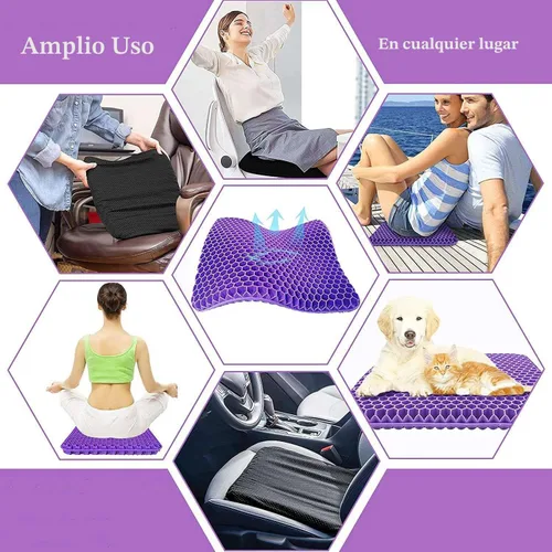 Miniatura 6 de Cojín de gel para asiento para sentarse durante mucho tiempo, cojines de asiento doble grueso para escritorio de oficina, silla de ruedas