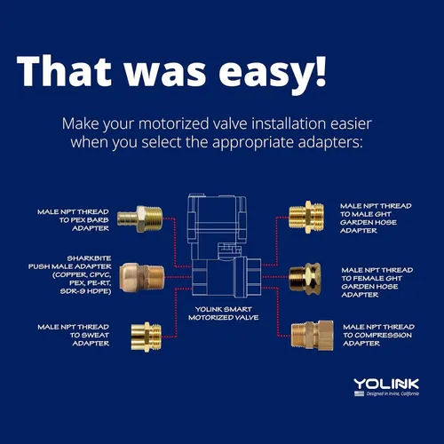 Miniatura 8 de Kit de control de válvula inteligente inalámbrico YoLink, válvula motorizada de acero inoxidable certificada NSF de 1/2", controlador inalámbrico 2