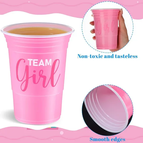 Miniatura 3 de Norme 60 vasos de plástico para revelación de género, color azul y rosa, suministros de revelación de género, equipo y niña, desechables para 340 g.