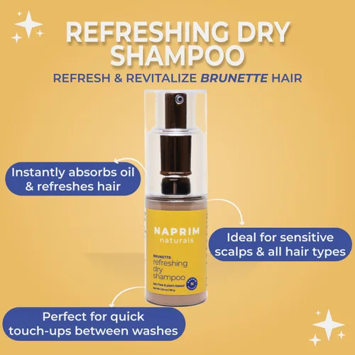Miniatura 2 de Naprim Naturals Champú seco nutritivo para el cabello en polvo para morenas, absorción de aceite sin talco para un volumen ligero, sin residuos