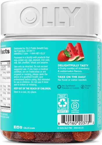Miniatura 9 de OLLY Teen Girl Multi Gummy, piel saludable y apoyo inmunológico*, vitaminas esenciales, biotina, zinc, multivitamínico masticable, sabor a melón