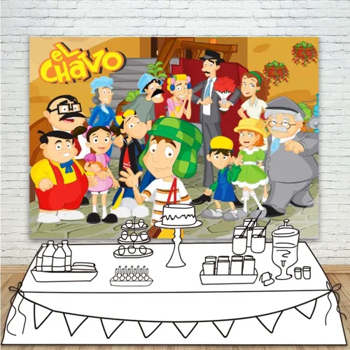 Miniatura 2 de RURU El Chavo Del Ocho - Suministros de fiesta de vinilo de 5 x 3 pulgadas, telón de fondo animado de El Chavo del Ocho Chago para decoración