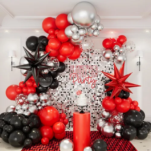 Miniatura 12 de Kit de arco de guirnalda de globos de color azul marino y plateado, 146 globos de color azul rey metálico plateado y blanco con globos plateados