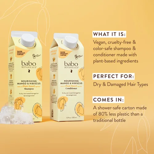 Miniatura 5 de Babo Botanicals - Acondicionador nutritivo de mango e hibisco, para cabello seco, dañado y tratado con color, hidrata y suaviza, cartón resistente