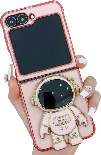 Miniatura 23 de Funda compatible con Samsung Galaxy Z Flip 5/Z Flip 6 con soporte, diseño de astronauta 3D de lujo para mujeres, funda protectora suave diseñada