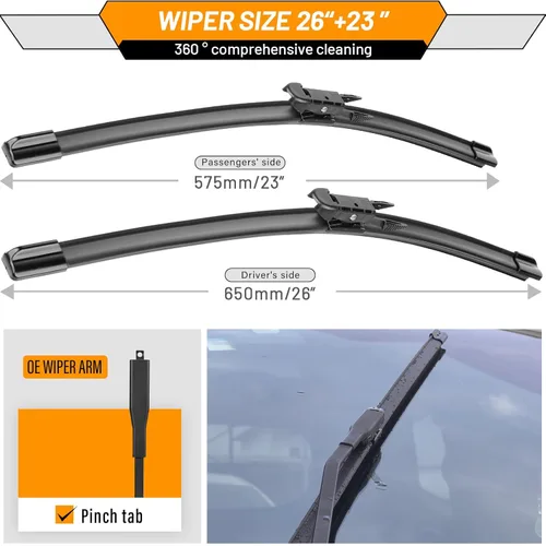 Miniatura 3 de AUTOBOO Juego de limpiaparabrisas de 26 + 23 pulgadas para Toyota Tundra 2007-2021 y Sequoia 2008-2020 2021 2022 - Reemplazo original de calidad