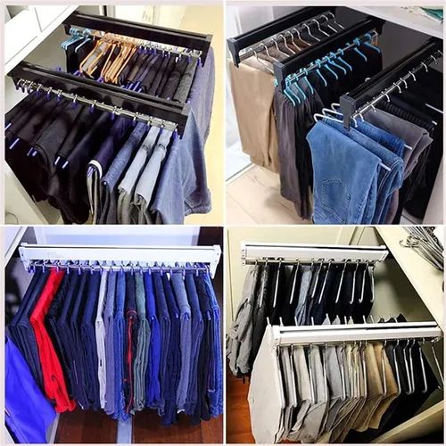 Miniatura 5 de Organizador de armario para pantalones y abrigos, soporte organizador de ropa ajustable, organizador de armario de acero inoxidable, estante
