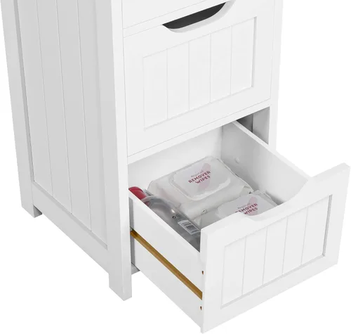Miniatura 6 de Topeakmart Gabinete de madera independiente para baño, armario de baño, organizador de almacenamiento lateral, cuatro cajones para baño y cocina