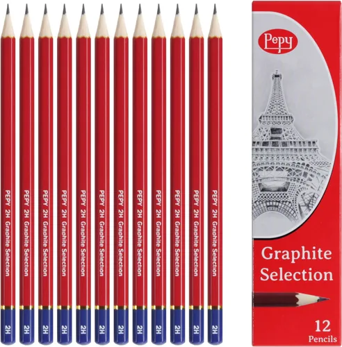 Miniatura 20 de Pepy Lápices de dibujo profesionales de grafito, juego de 12 lápices de plomo negros preafilados B; perfectos para dibujar, dibujar y sombrear