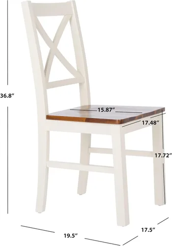 Miniatura 3 de Safavieh Home Collection Akash - Silla de comedor de 18 pulgadas con respaldo en X blanco y natural (juego de 2)