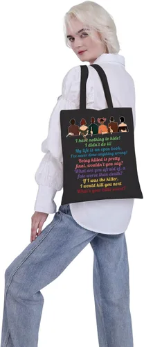 Miniatura 5 de VAMSII Clue the Movie Tote bag Murder Mystery Shoulder Bag Mrs. White Quote Bolsa de compras de comestibles