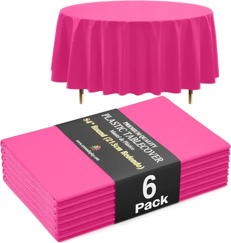 Miniatura 34 de Exquisite 66% Thicker Premium Aqua Round Tablecloth 0.5 Mil 6 Pack Plastic Table Cloth Disposable 84 Inch Round Plastic Tablecloth Won't Tear Easily