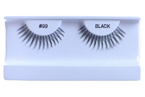 10 pares de pestañas postizas 100% cabello humano negro natural #99 negro (Black-99)