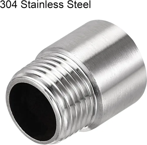 Miniatura 4 de Brazo de extensión de cabezal de ducha, 1.2 pulgadas 1/2PT macho a 1/2PT hembra rosca 304 acoplador de montaje de tubería de acero inoxidable