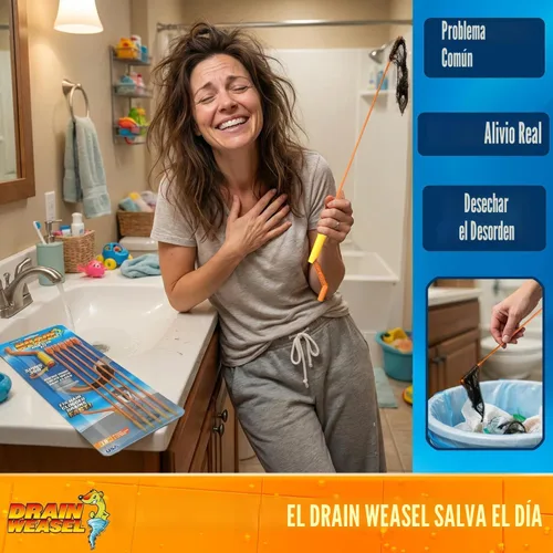 Miniatura 4 de Comadreja de drenaje pelo herramienta con 2 unidades desechables wands principiante kit para limpieza de drenaje, DWPSK5A